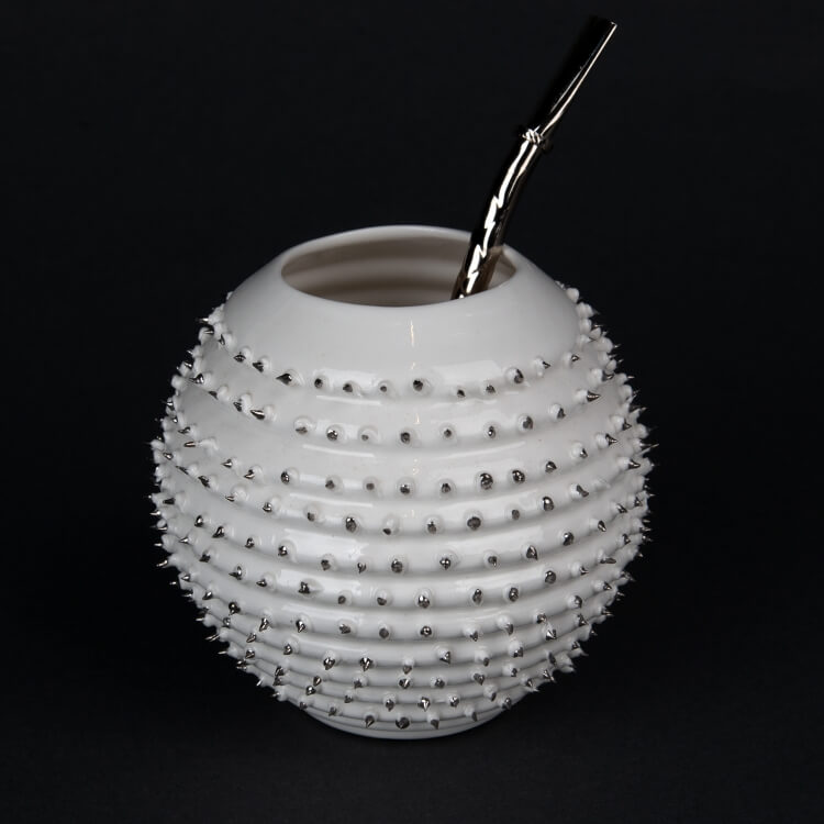 Kina Ceramics Yerba Mate Tee Becher Spiky Platin